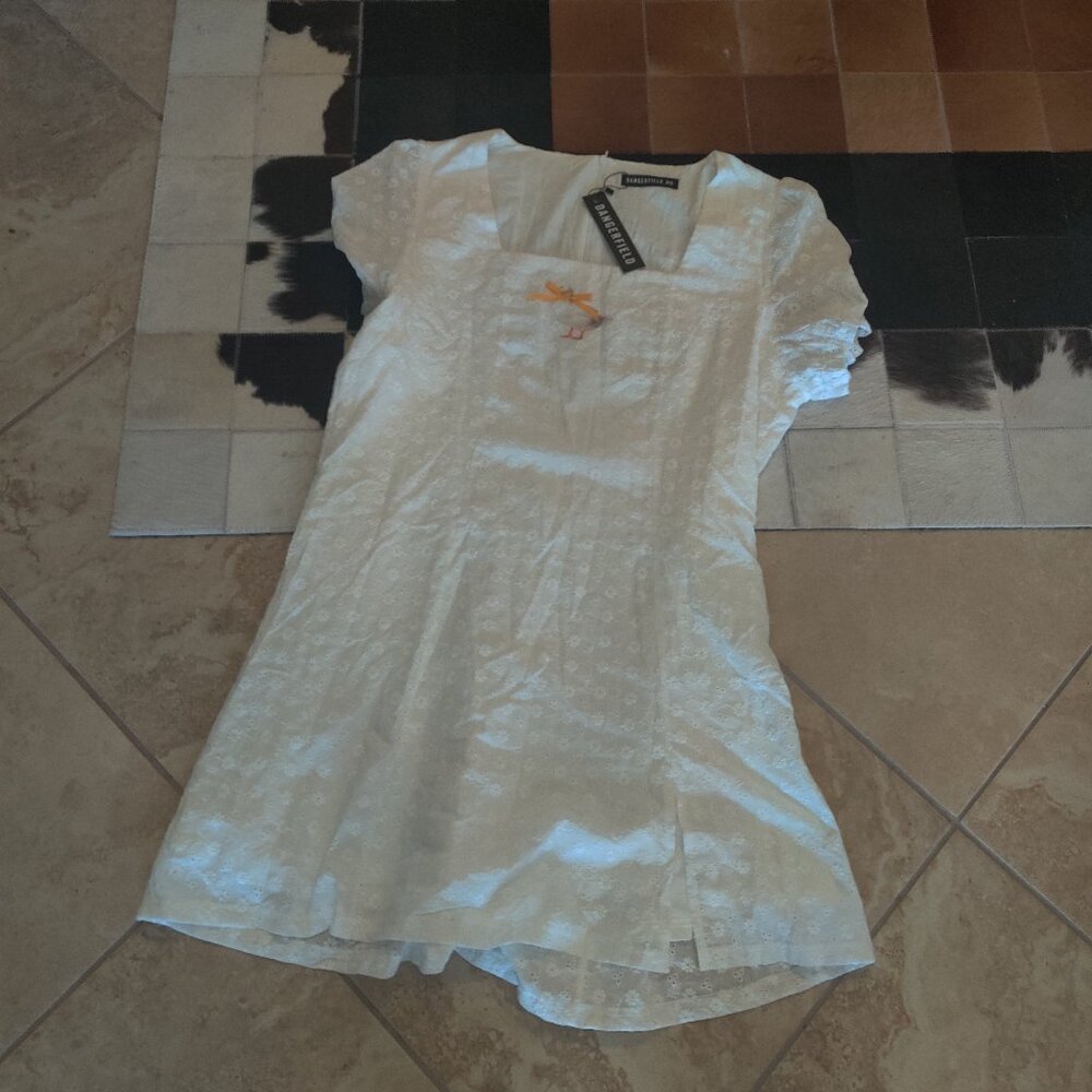 Dangerfield cotton eyelet duck embroidered dress size 20 AU New